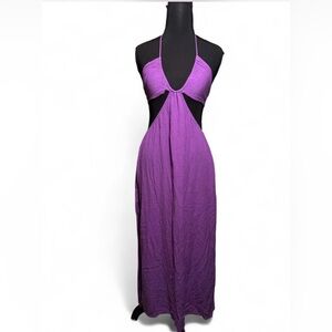 Vibrant Purple Halter Backless Dress